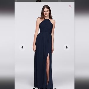 David's Bridal open back lace and mesh dress f19608 - marine